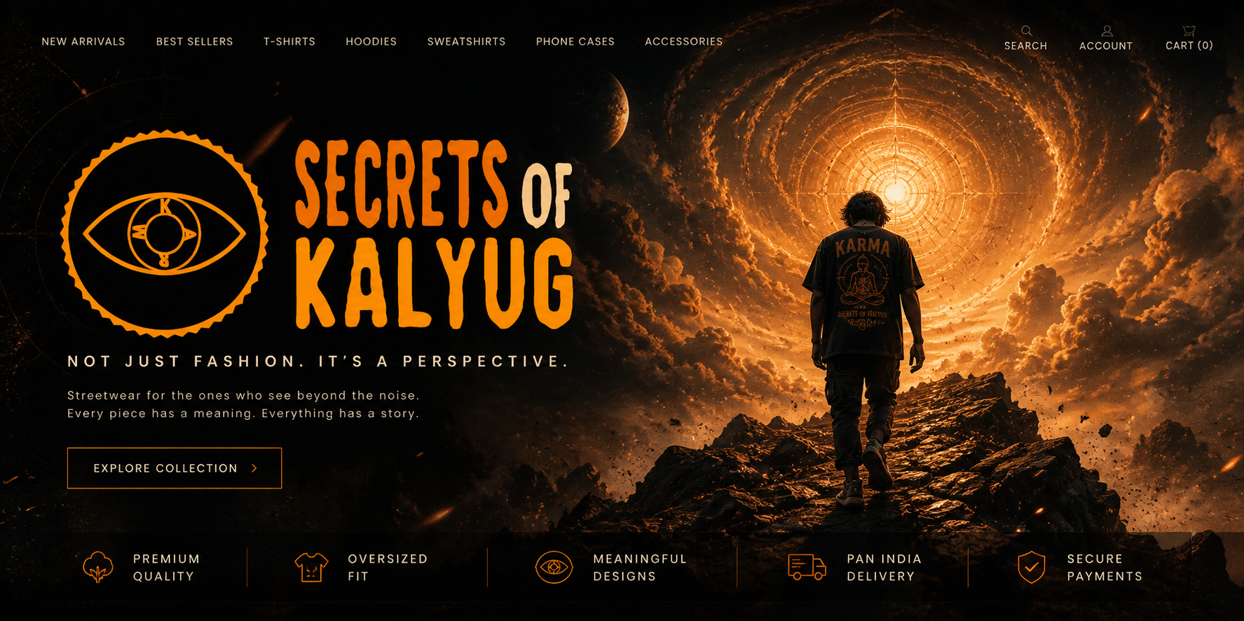 Secrets of Kalyug streetwear India oversized t shirts, motivational printed , acid wash tie dye collection premium graphic tees unisex fashion